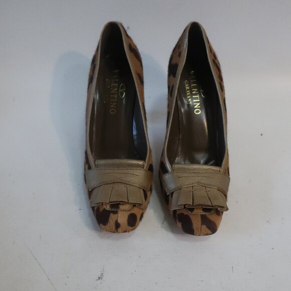 Authentic Valentino Garavani Brown Tan Pony Hair Animal Print Pumps 38.5 US/8.5 - Picture 4 of 12